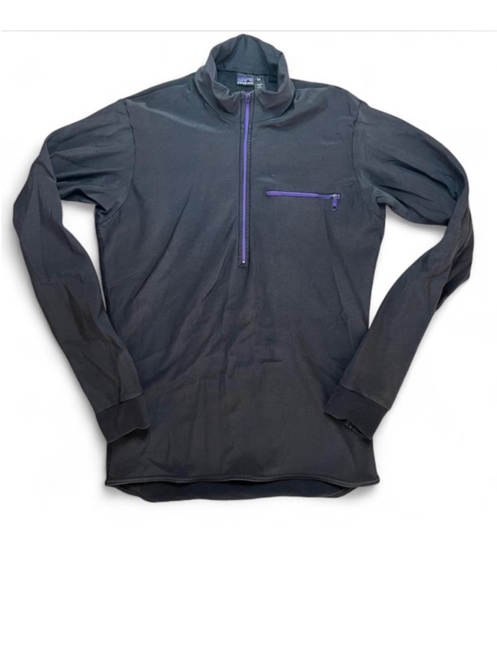 Patagonia Vintage Quarter Zip Pullover Black and Purple Womens M